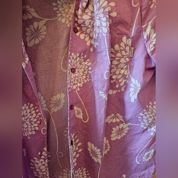 Brixton Bunker Garden Boyfriend Purple and White Button Up Shirt Size Small - Picture 5 of 6